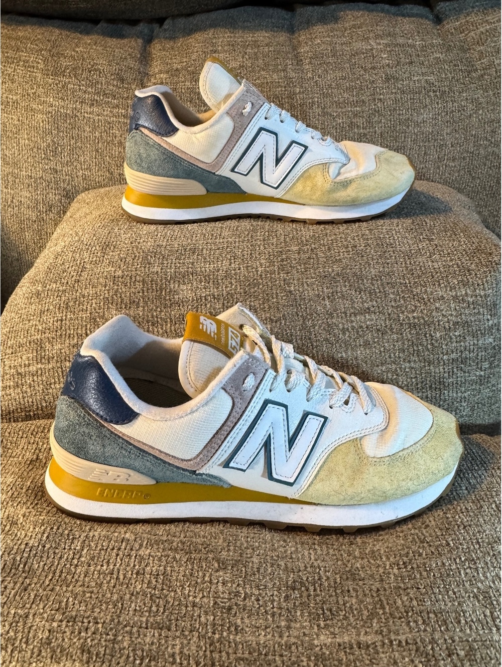 New Balance 574 Multi-Color Suede Sneakers - Size 7.5